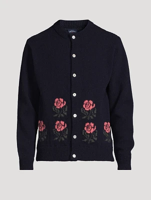 Floral Intarsia Wool Cardigan
