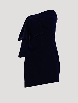 Asymmetric Velvet Mini Dress