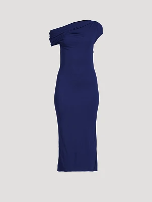 Asymmetric Crêpe Midi Dress