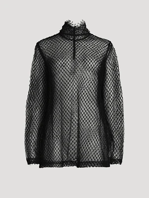 Mesh Turtleneck Blouse