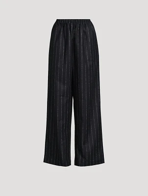 Wide-Leg Trousers Pinstripe Print