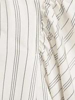 Gillian Puff-Sleeve Silk Blouse Stripe Print