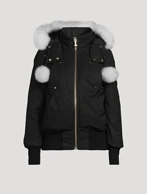 Debbie Shearling-Trimmed Down Bomber Jacket