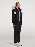 Debbie Shearling-Trimmed Down Bomber Jacket