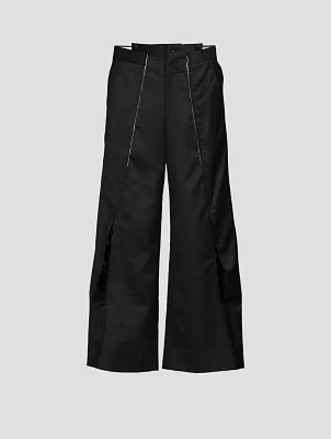 Wool Nylon Twill Wide-Leg Pants