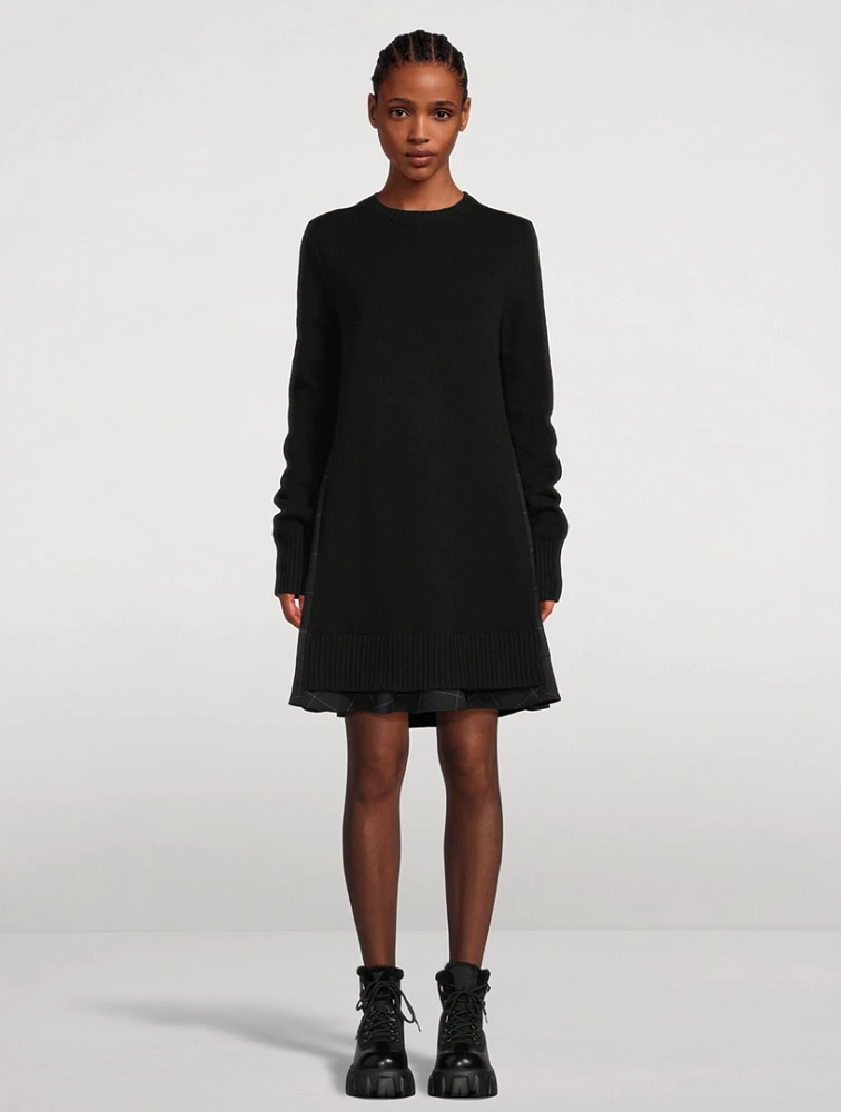 Wool Sweater Dress With Printed Back
