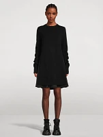 Wool Sweater Dress With Printed Back