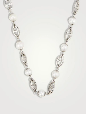 Silver Mariner Chain With Pearls