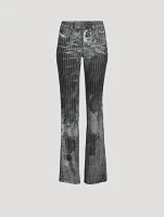 Bootcut Satin Pants Pinstripe Print