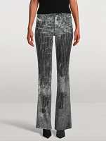 Bootcut Satin Pants Pinstripe Print