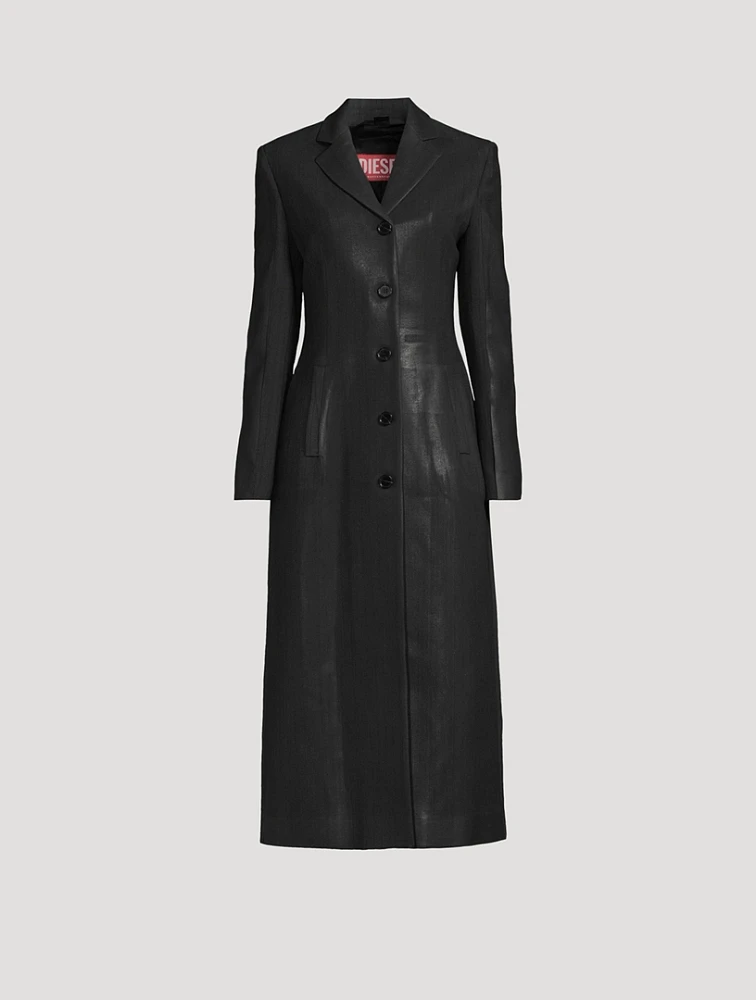 Pinstripe Coat With Coated Front