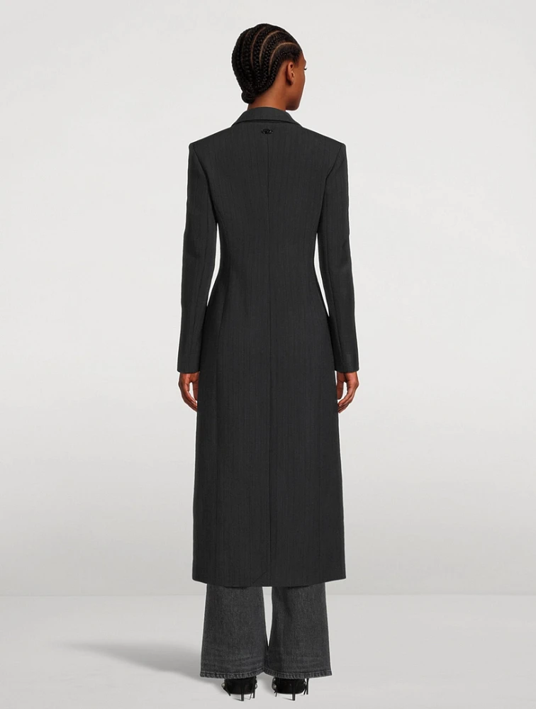 Pinstripe Coat With Coated Front