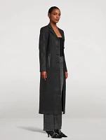 Pinstripe Coat With Coated Front