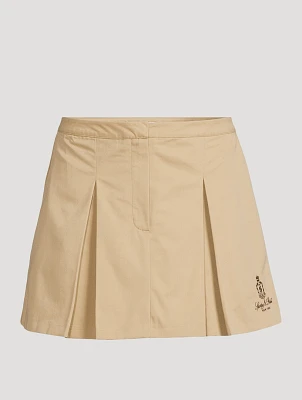 Pleated Cotton Mini Skirt