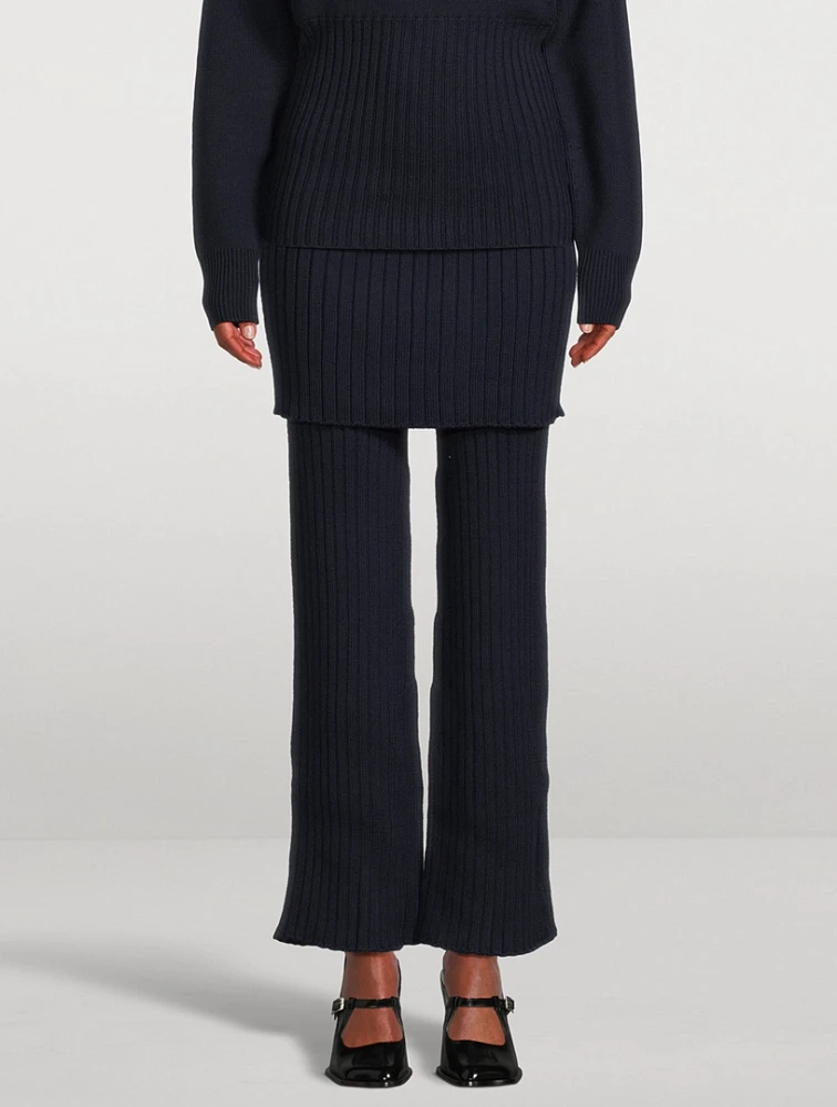 Wool Flared Combo Pants