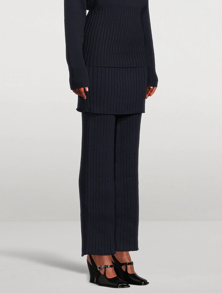 Wool Flared Combo Pants