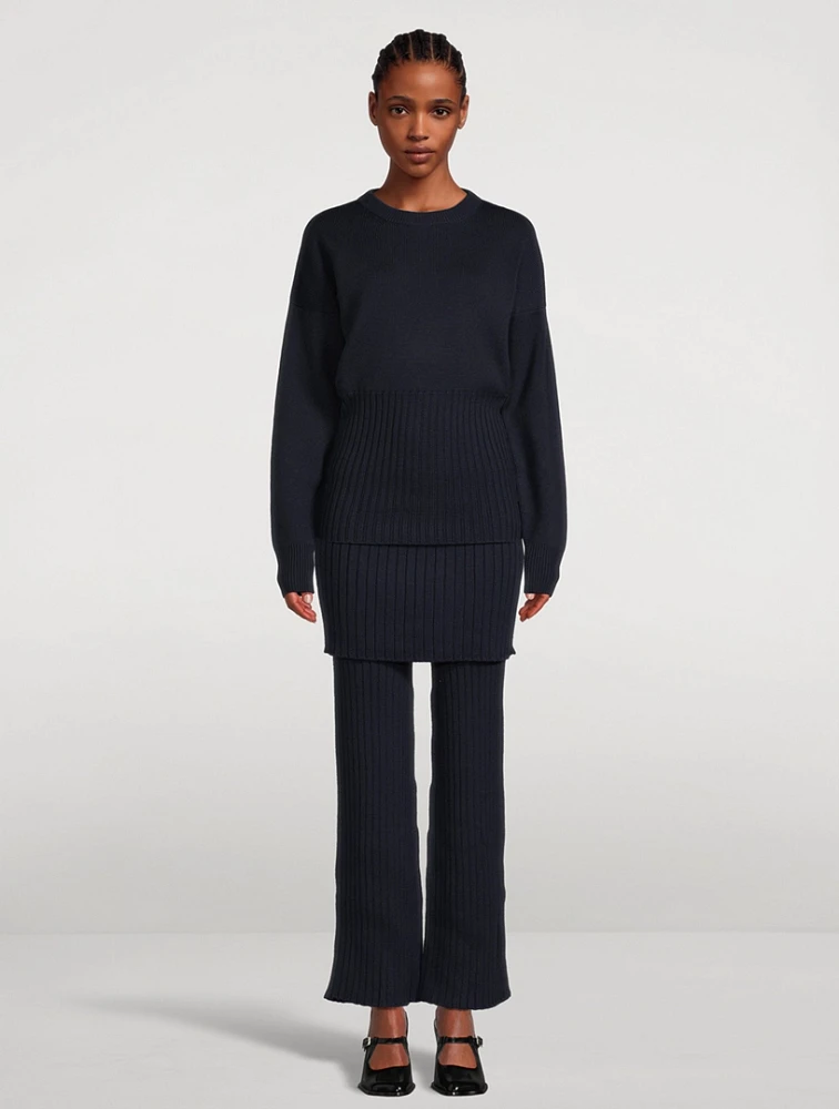 Wool Flared Combo Pants