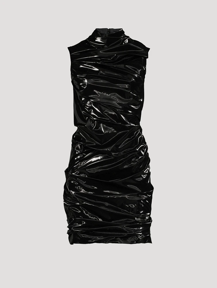 Laminated Jersey Mini Dress