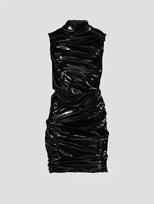 Laminated Jersey Mini Dress