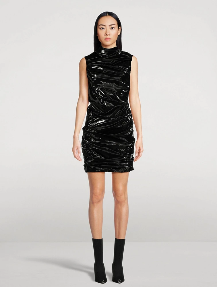 Laminated Jersey Mini Dress