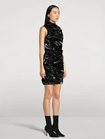 Laminated Jersey Mini Dress