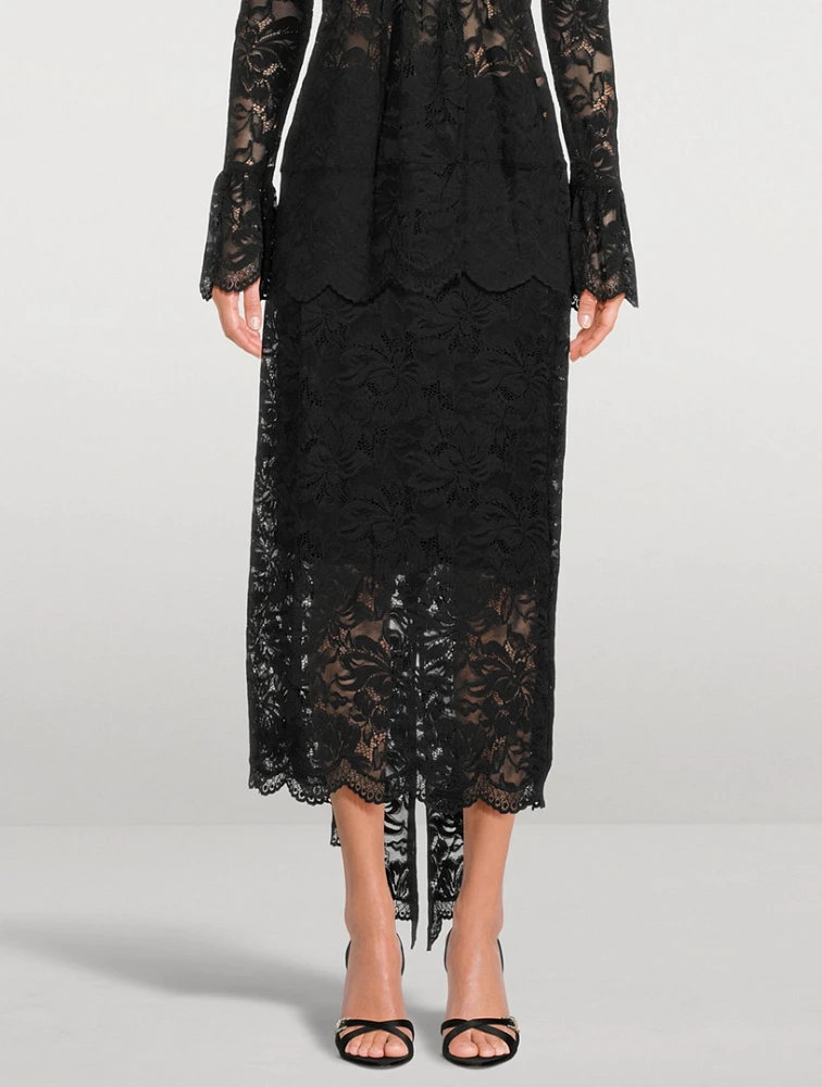 Stretch Lace Midi Skirt
