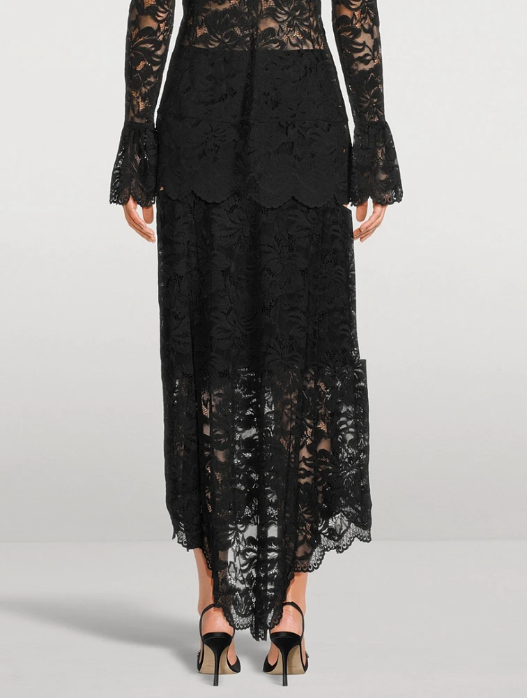 Stretch Lace Midi Skirt