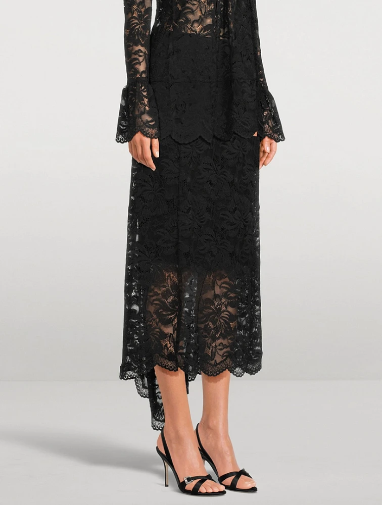 Stretch Lace Midi Skirt