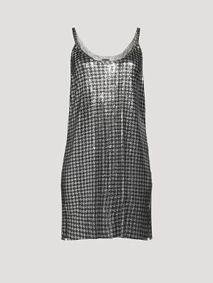 Metal Mesh Houndstooth Mini Dress