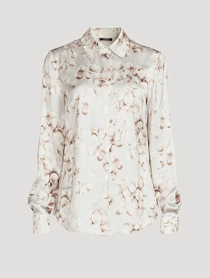 Satin Shirt Red Currant Print