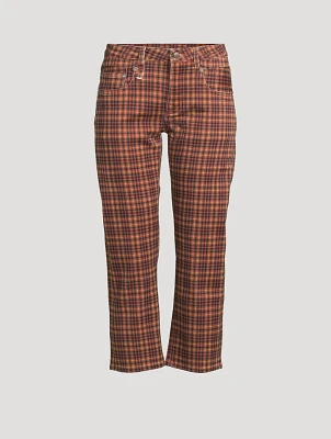 Boy Straight Jeans Plaid Print