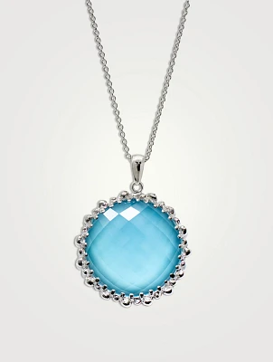 Large Dew Drop Silver Doublet Necklace With Turquoise