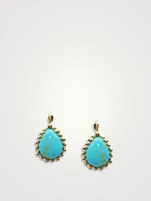 Dew Drop 14K Gold Pear Earrings With Turquoise
