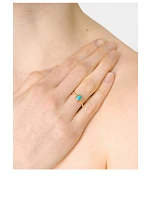 Dew Drop 14K Gold Round Stackable Ring With Turquoise
