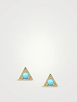 Cléo 14K Gold Triangle Stud Earrings With Turquoise