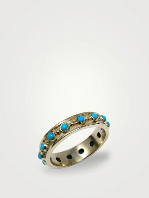 Dew Drop Méditerranée 14K Gold Eternity Ring With Turquoise