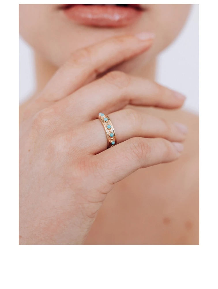 Dew Drop Méditerranée 14K Gold Eternity Ring With Turquoise