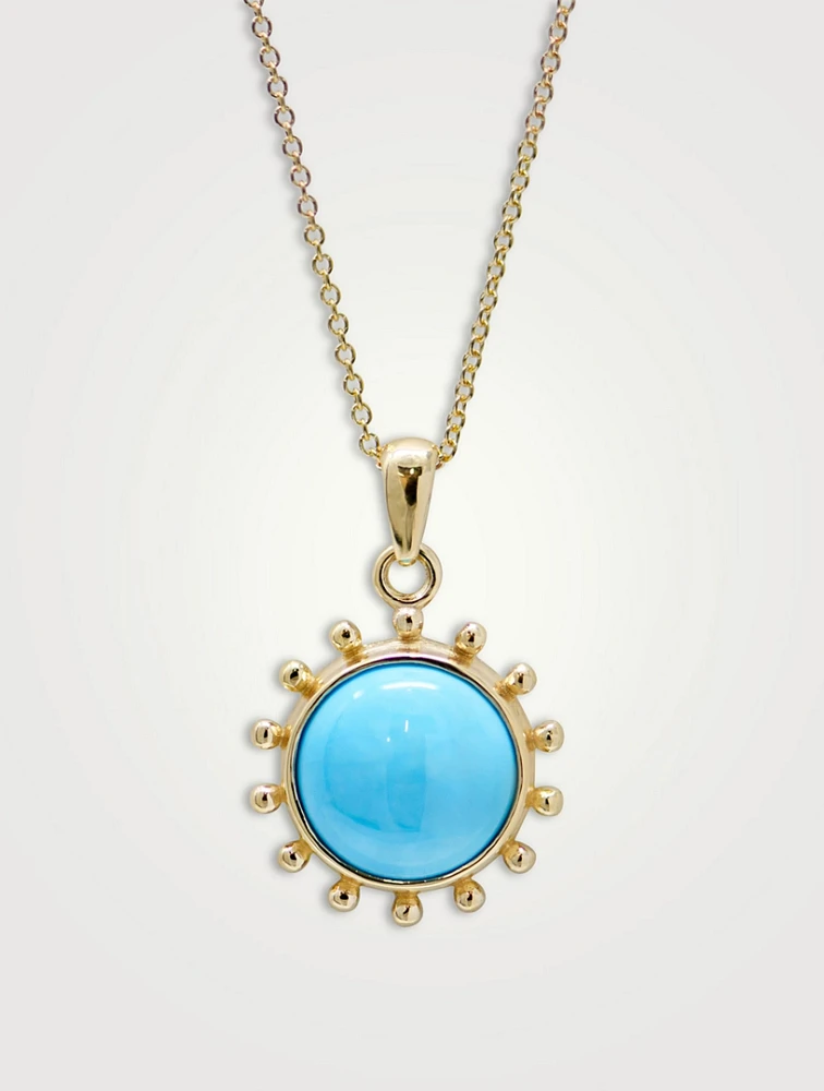 Mini Dew Drop 14K Gold Marine Necklace With Turquoise