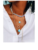 Mini Dew Drop 14K Gold Marine Necklace With Turquoise