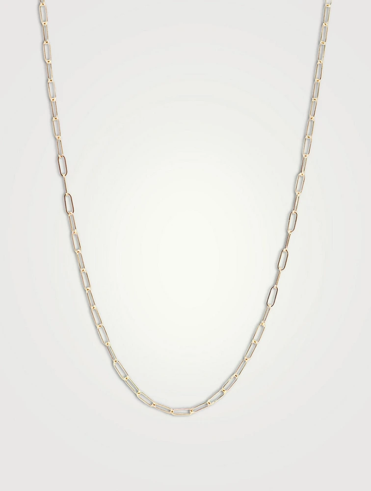 Mini 14K Gold Paper Clip Link Chain Necklace