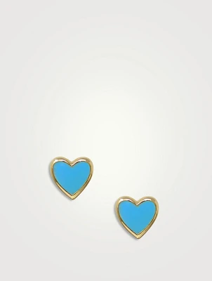 Jac+Jo Icon 14K Gold Enamel Heart Stud Earrings