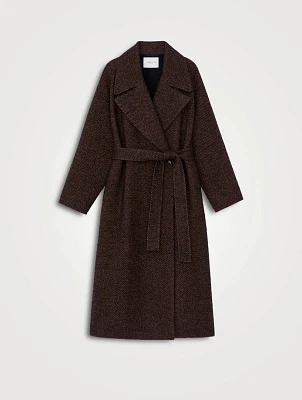 Belted Herringbone Coat
