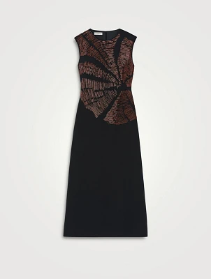 Beaded Wool Silk Crêpe Midi Dress