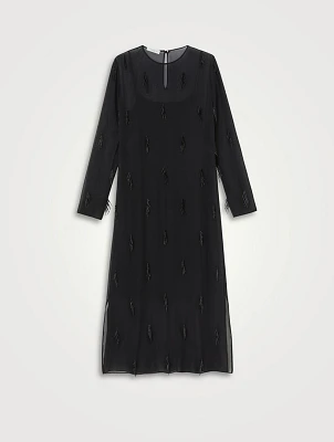 Beaded Silk Georgette Midi Dress