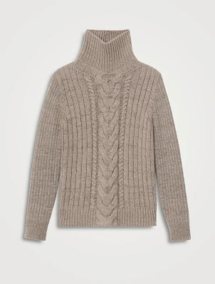 Cable-Knit Cashmere Turtleneck Sweater