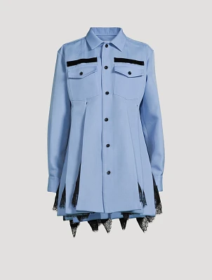 Pleated Silk-Cotton Shirt Dress