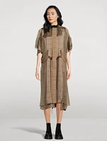 Drawstring Midi Dress Windowpane Print