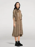 Drawstring Midi Dress Windowpane Print