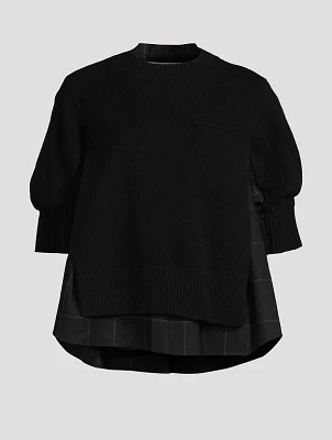 Mixed-Media Wool Sweater