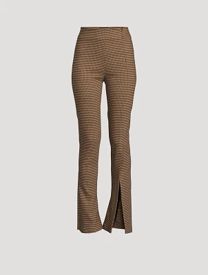 Split-Cuff Bootcut Trousers Gingham Print